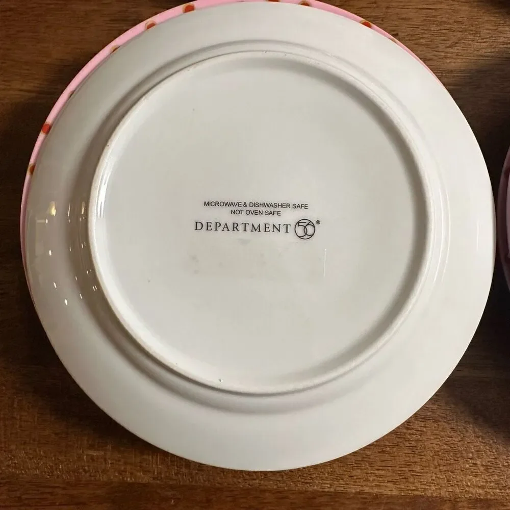 Department 56 Dessert Plates Popcorn With Cranberries Twelve Pink 6 11/16